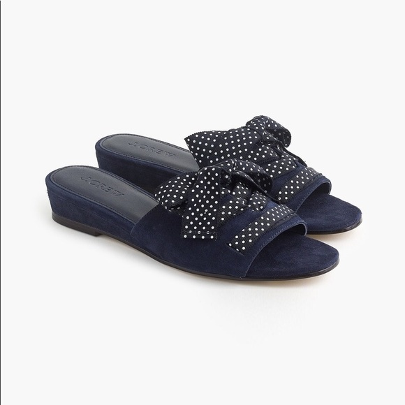 J. Crew Shoes - ⭐️ J. Crew Mini-wedge slides with lace-up ribbon